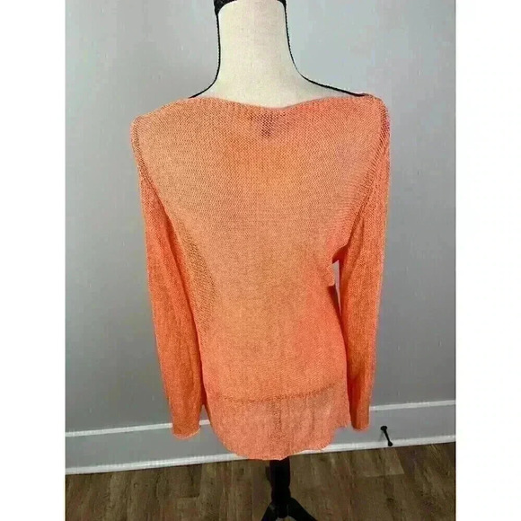 Eileen Fisher Women's Plus 2X Linen Blend Knit Sweater Sheer Lagenlook Orange - Picture 9 of 13